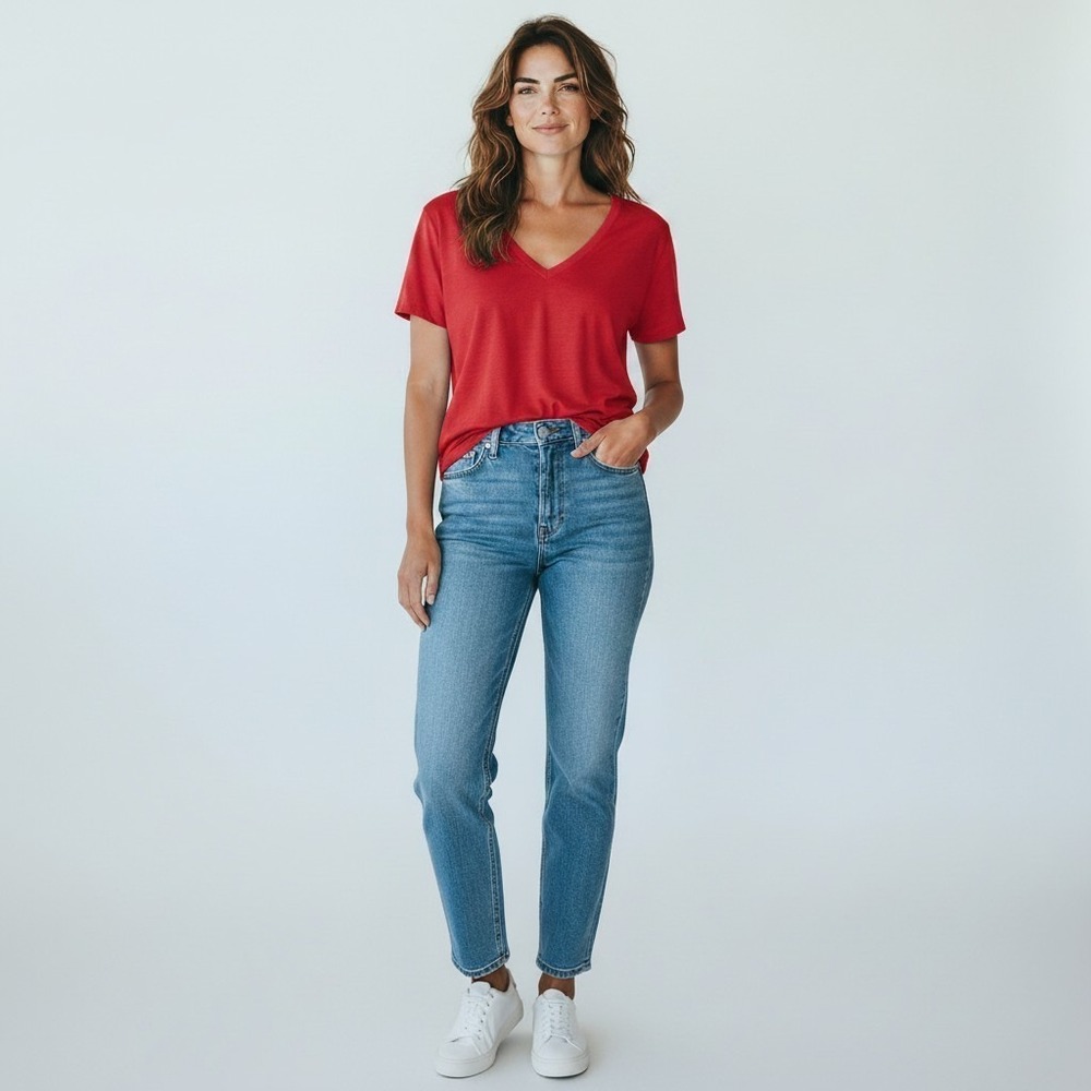 Madewell Whisper 50% Organic Cotton V-Neck Tee Slub Preppy minimalist SZ L